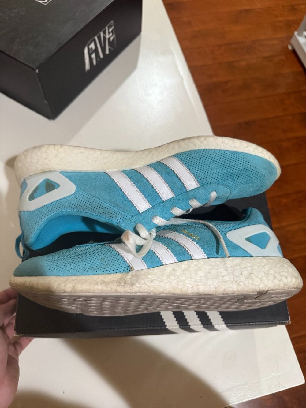 Palace x Adidas Pro Boost Blue/Cyan/White Low-Top Sneakers Size 8.5